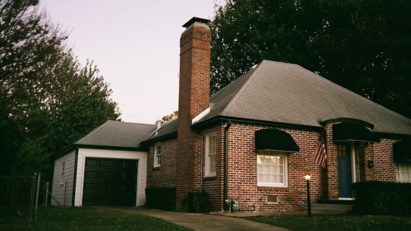 Bricked house with a chimney