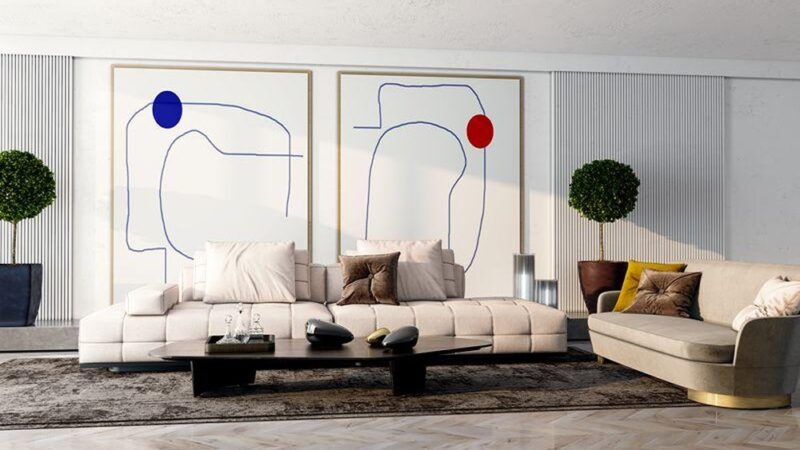 Using Abstract Shapes to Break Up Straight Lines in Modern Interiors